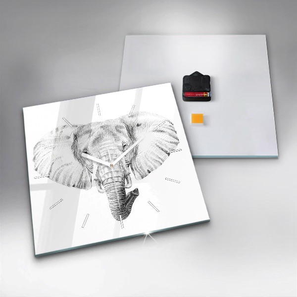 Square wall clock Graphic elephant head