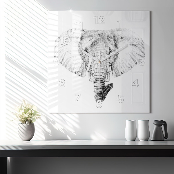 Square wall clock Graphic elephant head