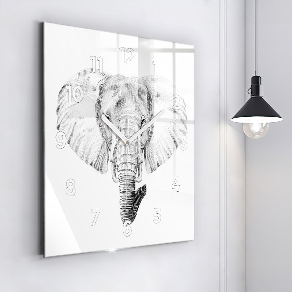 Square wall clock Graphic elephant head