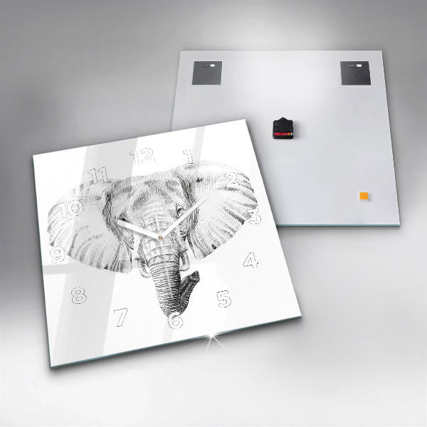 Square wall clock Graphic elephant head