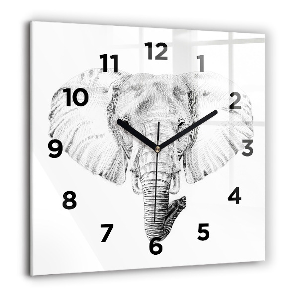 Square wall clock Graphic elephant head