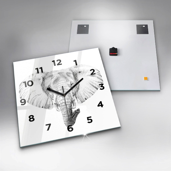Square wall clock Graphic elephant head