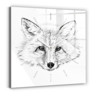 Square wall clock Graphic fox head