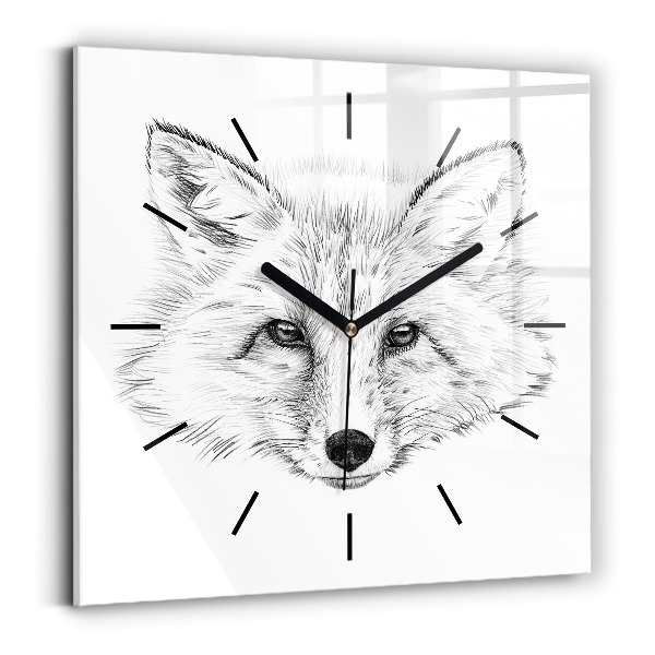 Square wall clock Graphic fox head