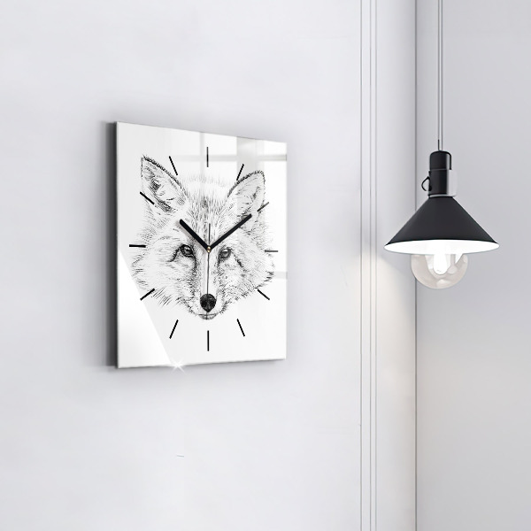 Square wall clock Graphic fox head