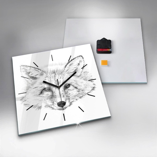 Square wall clock Graphic fox head