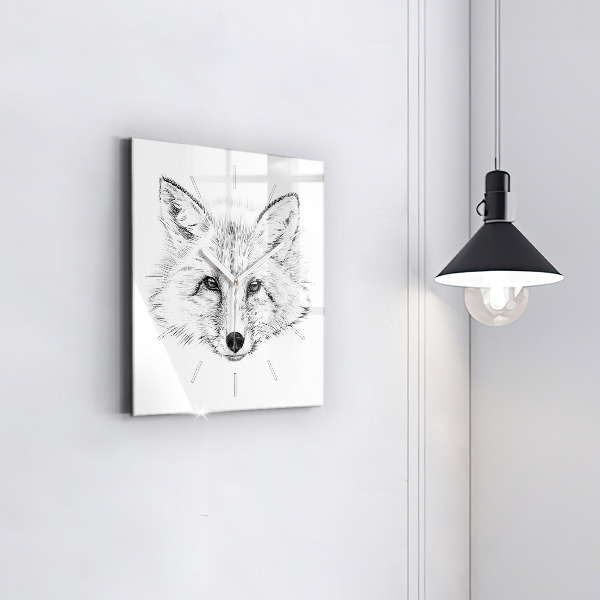 Square wall clock Graphic fox head