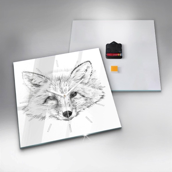Square wall clock Graphic fox head
