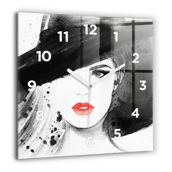Square wall clock Woman in a hat