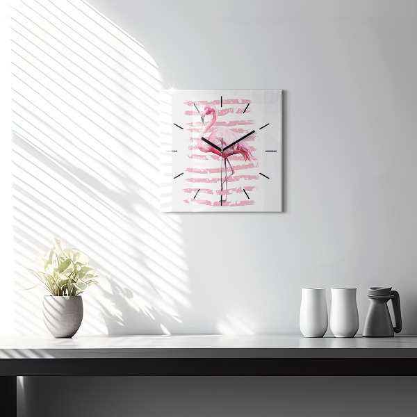 Square wall clock Flamingo Graphic