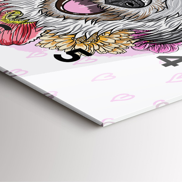 Square wall clock Happy dog in flowers