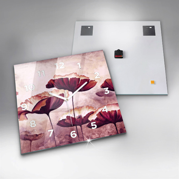 Square wall clock Blooming poppies