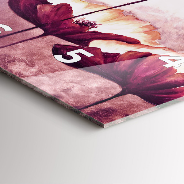 Square wall clock Blooming poppies