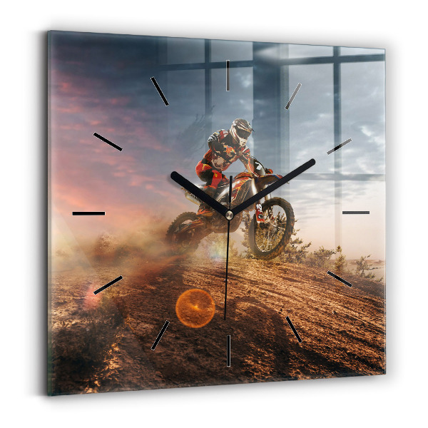 Square wall clock Man on a motorcycle