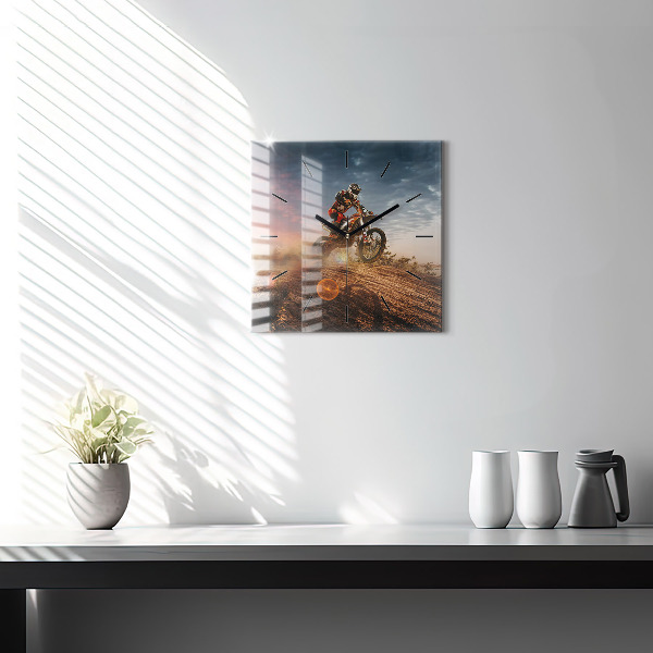Square wall clock Man on a motorcycle