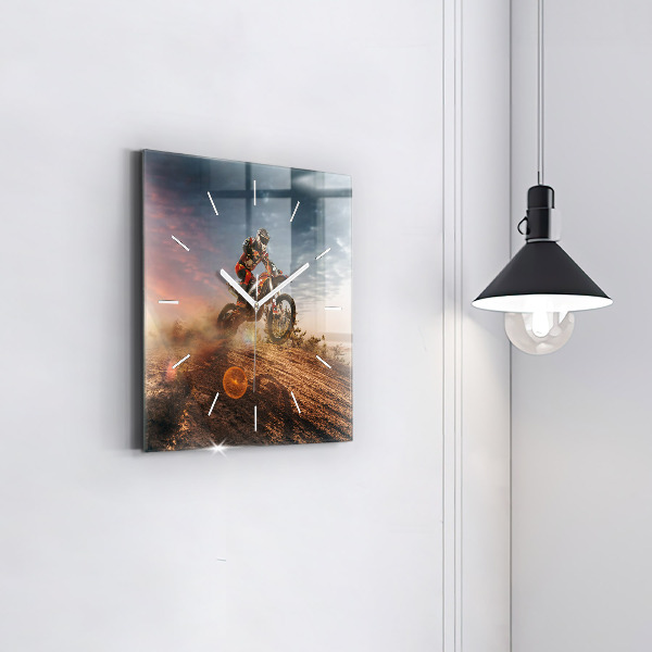 Square wall clock Man on a motorcycle