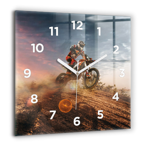 Square wall clock Man on a motorcycle