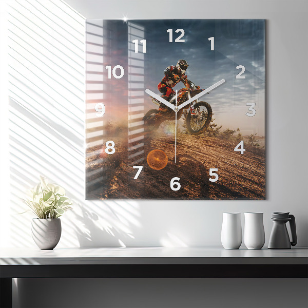 Square wall clock Man on a motorcycle