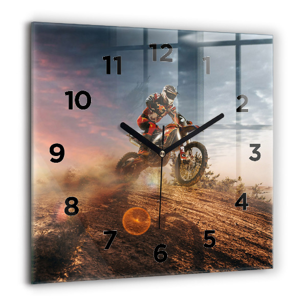 Square wall clock Man on a motorcycle