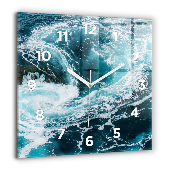 Square wall clock Swirling foamy waves