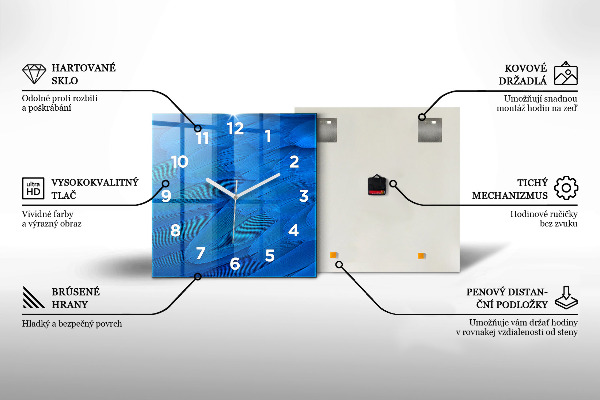 Square wall clock Swirling foamy waves