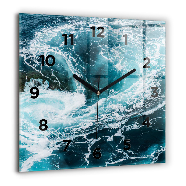 Square wall clock Swirling foamy waves
