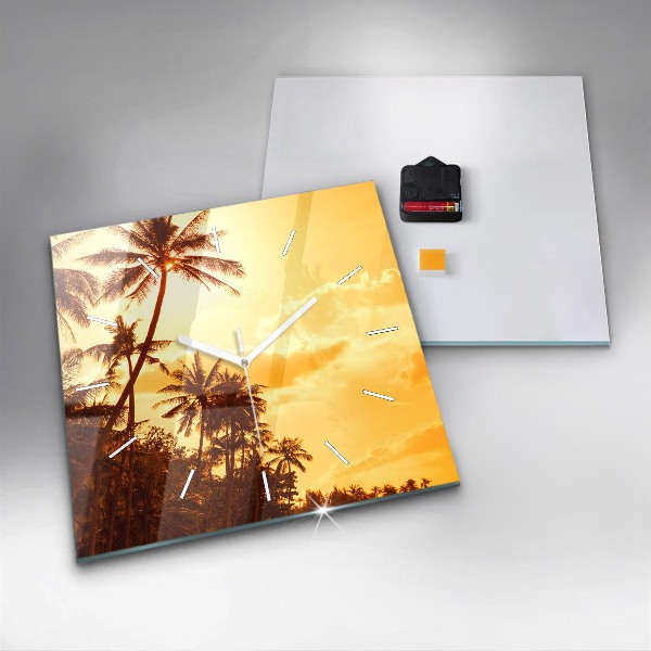 Square wall clock Sunny palm trees
