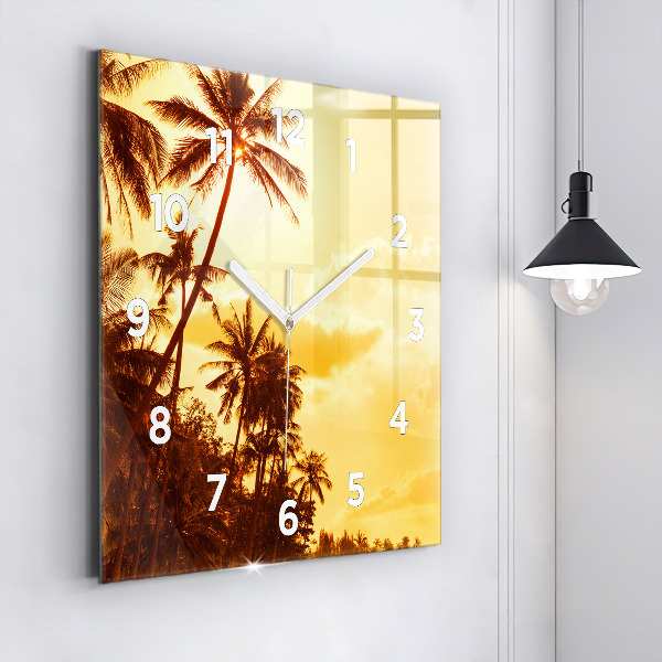 Square wall clock Sunny palm trees