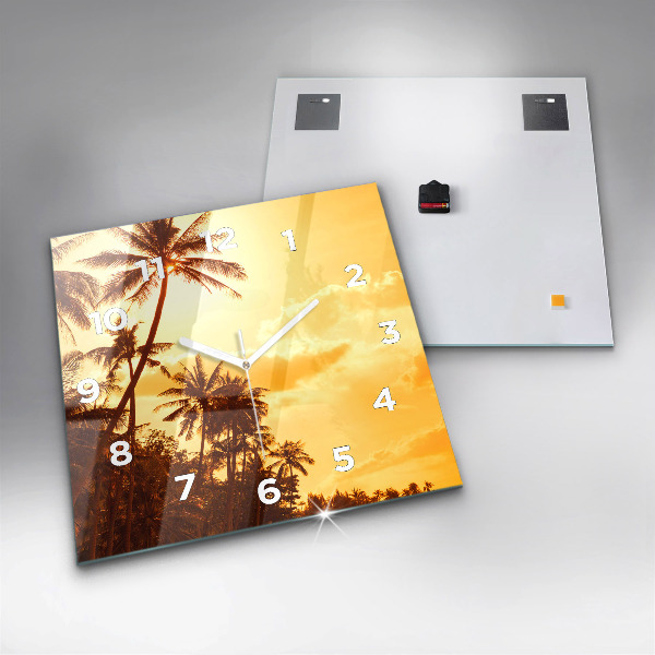 Square wall clock Sunny palm trees