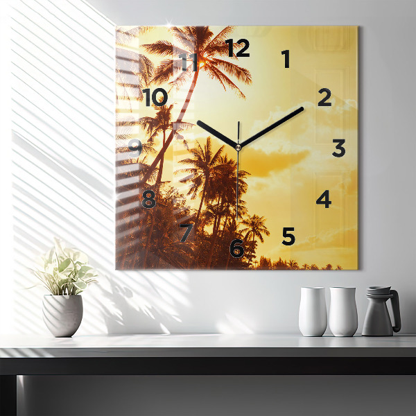 Square wall clock Sunny palm trees
