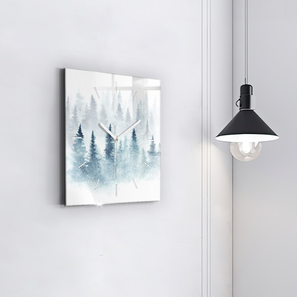 Square wall clock Winter forest