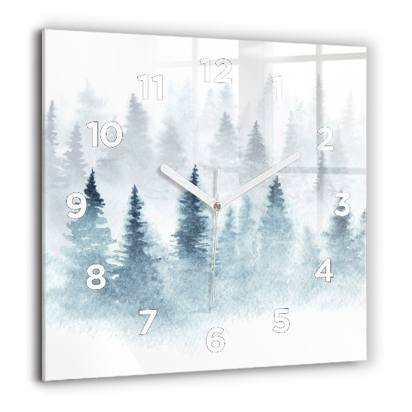 Square wall clock Winter forest