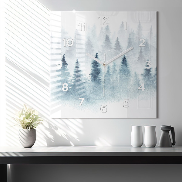 Square wall clock Winter forest