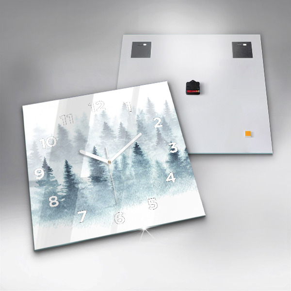 Square wall clock Winter forest