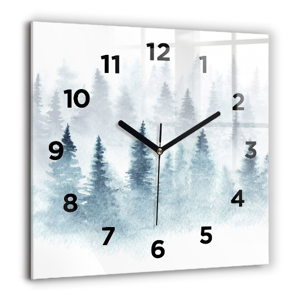 Square wall clock Winter forest