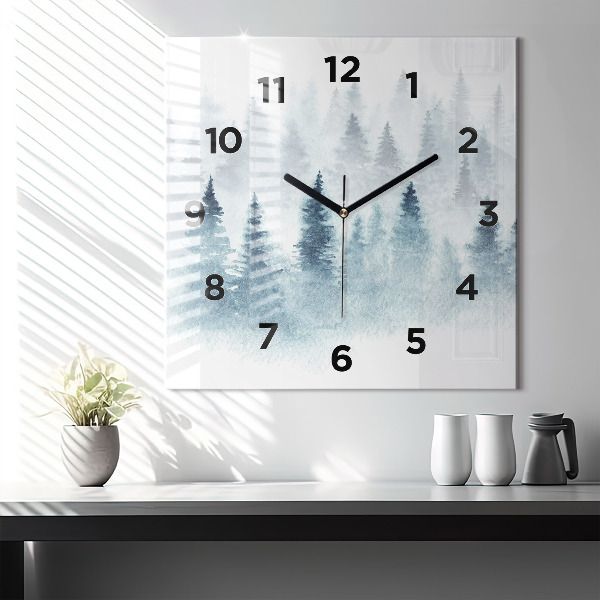 Square wall clock Winter forest