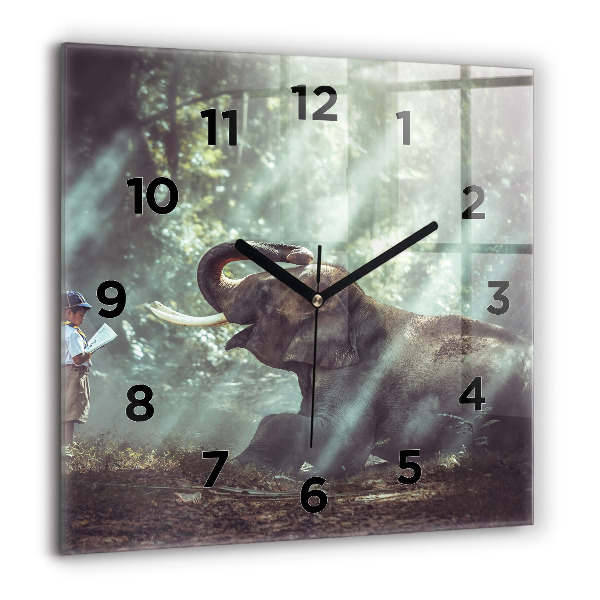 Square wall clock A boy is reading a book