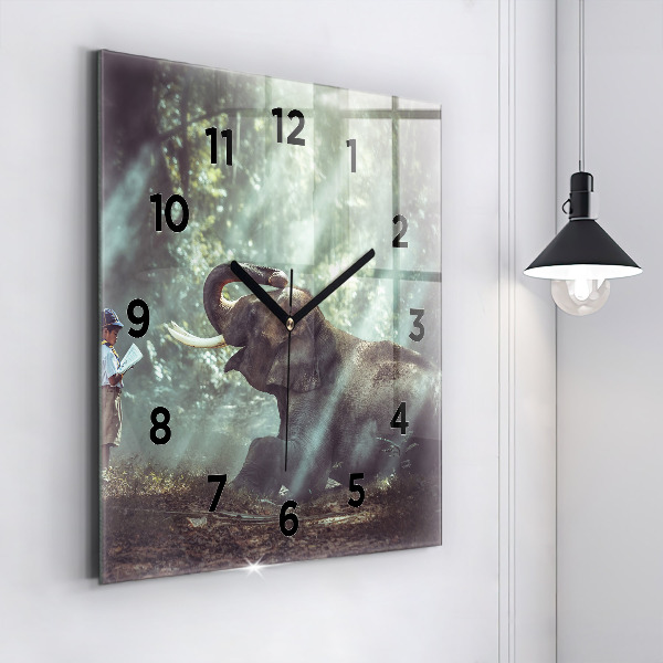 Square wall clock A boy is reading a book