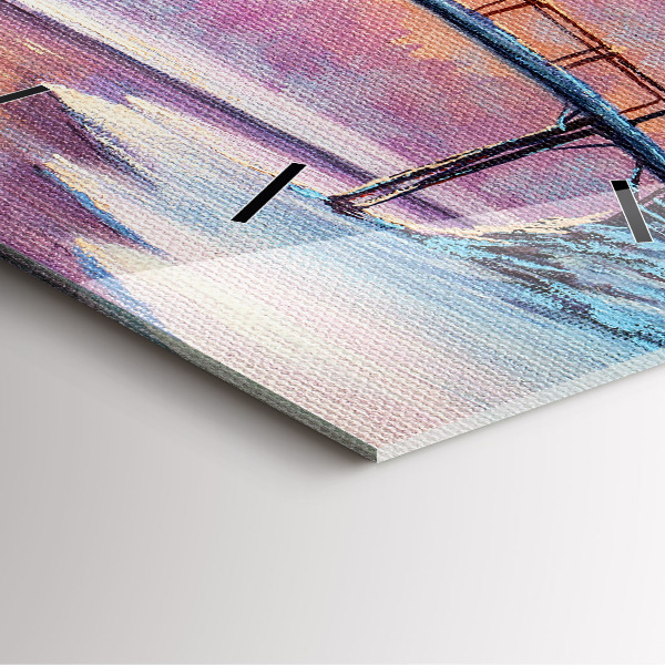 Square wall clock Christmas tree and bridge