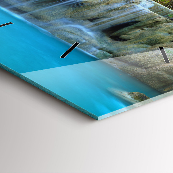 Square wall clock Waterfall in the forest