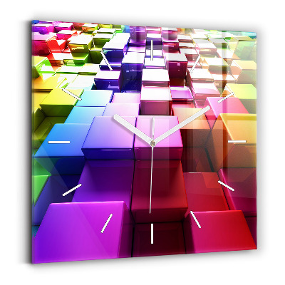 Square wall clock Colored cubes
