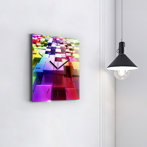 Square wall clock Colored cubes