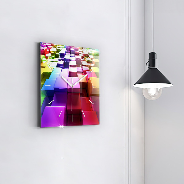 Square wall clock Colored cubes