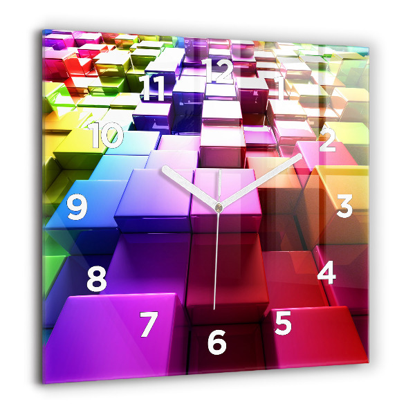 Square wall clock Colored cubes