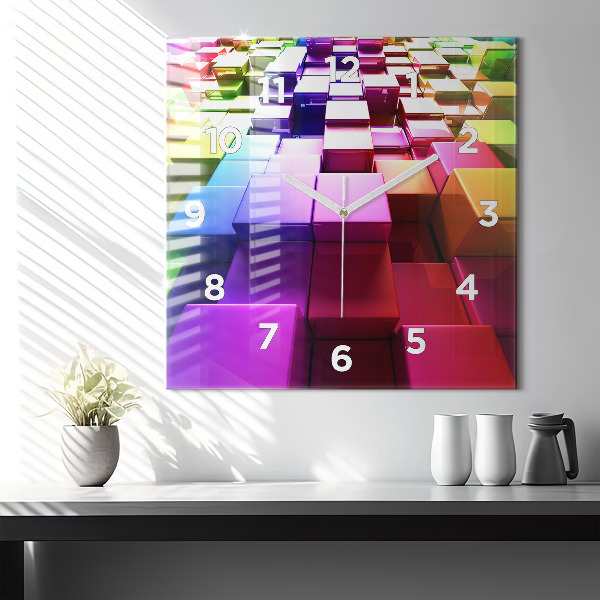Square wall clock Colored cubes