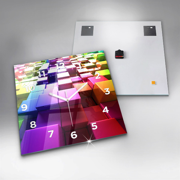 Square wall clock Colored cubes