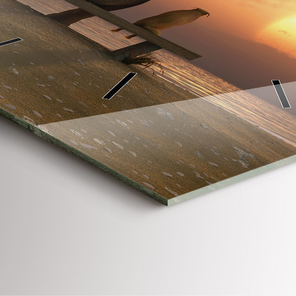 Square wall clock Animals and sunset