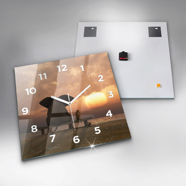 Square wall clock Animals and sunset