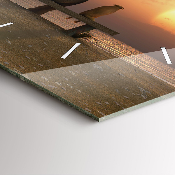 Square wall clock Animals and sunset