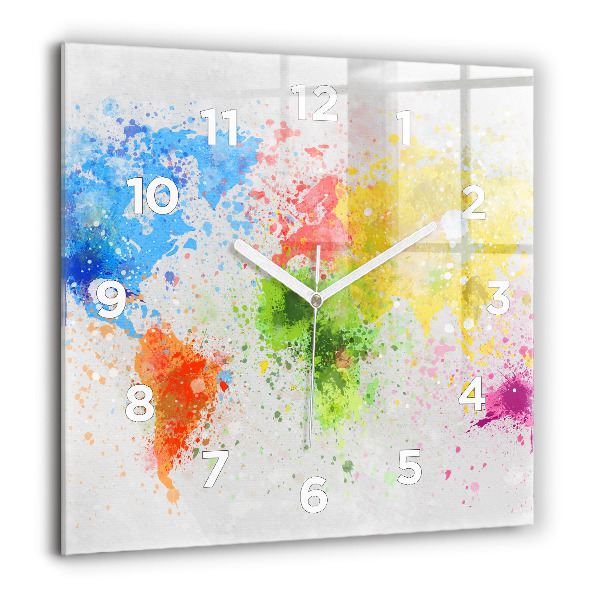 Square wall clock World map on paper